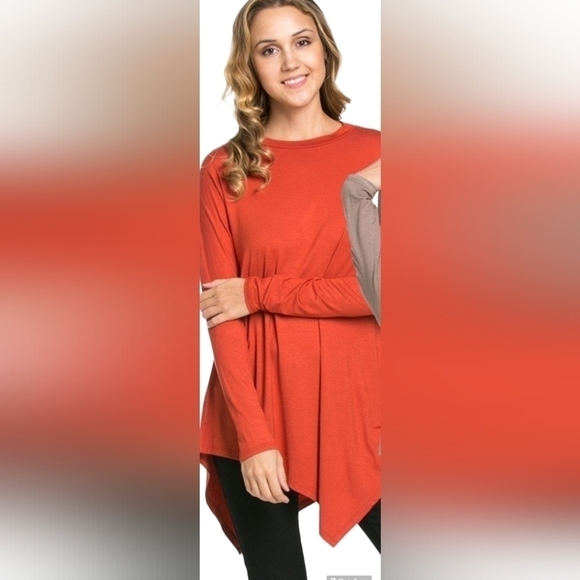 AZULES burnt orange long sleeve Tunic Top Size Large NWT - Picture 4 of 7